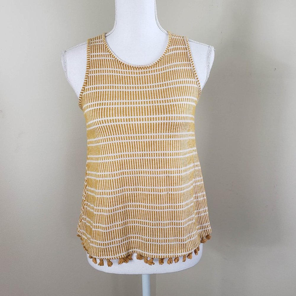 Anthropologie's W5 Tassel Striped Boho Tank Top Yellow Size XS - Picture 1 of 11